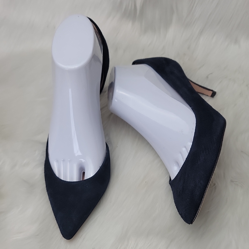 J.CREW Navy Blue Suede d'Orsay Office Party Professional Pointed Toe Heels‎ 8.5